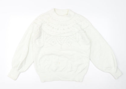 Womens UK Size M NEXT White Pullover Jumper