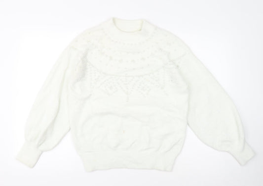 Womens UK Size M NEXT White Pullover Jumper