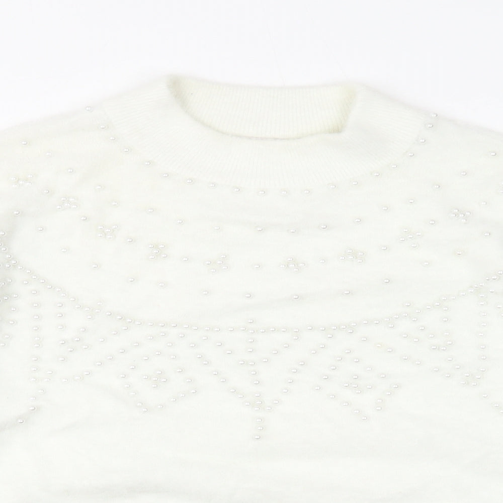 Womens UK Size M NEXT White Pullover Jumper