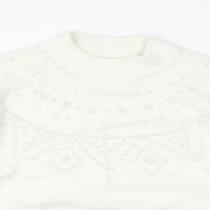 Womens UK Size M NEXT White Pullover Jumper