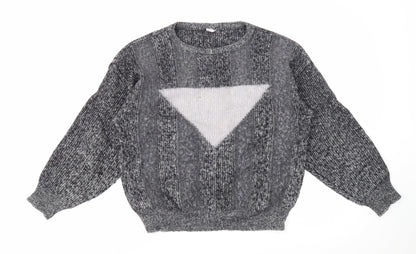 Preworn Mens Black Round Neck Wool Pullover Jumper Size S