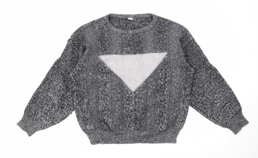 Preworn Mens Black Round Neck Wool Pullover Jumper Size S