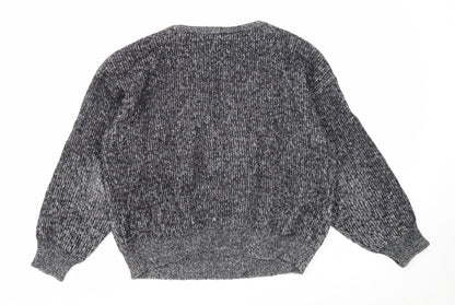 Preworn Mens Black Round Neck Wool Pullover Jumper Size S