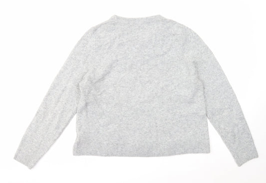 H&M Womens Grey Round Neck Acrylic Pullover Jumper Size L
