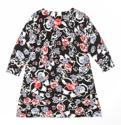 Nutmeg Womens Black Geometric Acrylic Shift Size 14 Scoop Neck Pullover