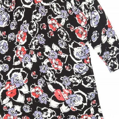 Nutmeg Womens Black Geometric Acrylic Shift Size 14 Scoop Neck Pullover