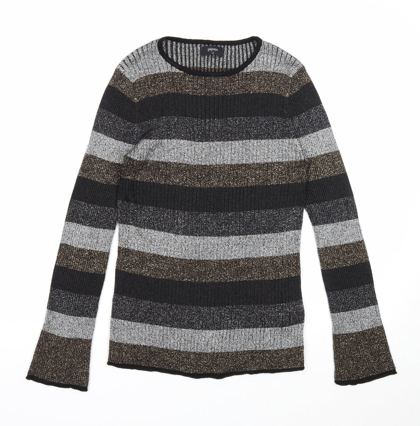 Womens UK Size 14 Papaya Multicoloured Pullover Jumper