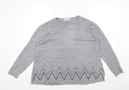 EVISU Womens Grey Round Neck Cotton Pullover Jumper Size XL