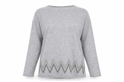 EVISU Womens Grey Round Neck Cotton Pullover Jumper Size XL