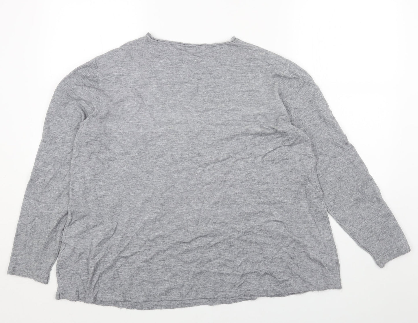 EVISU Womens Grey Round Neck Cotton Pullover Jumper Size XL