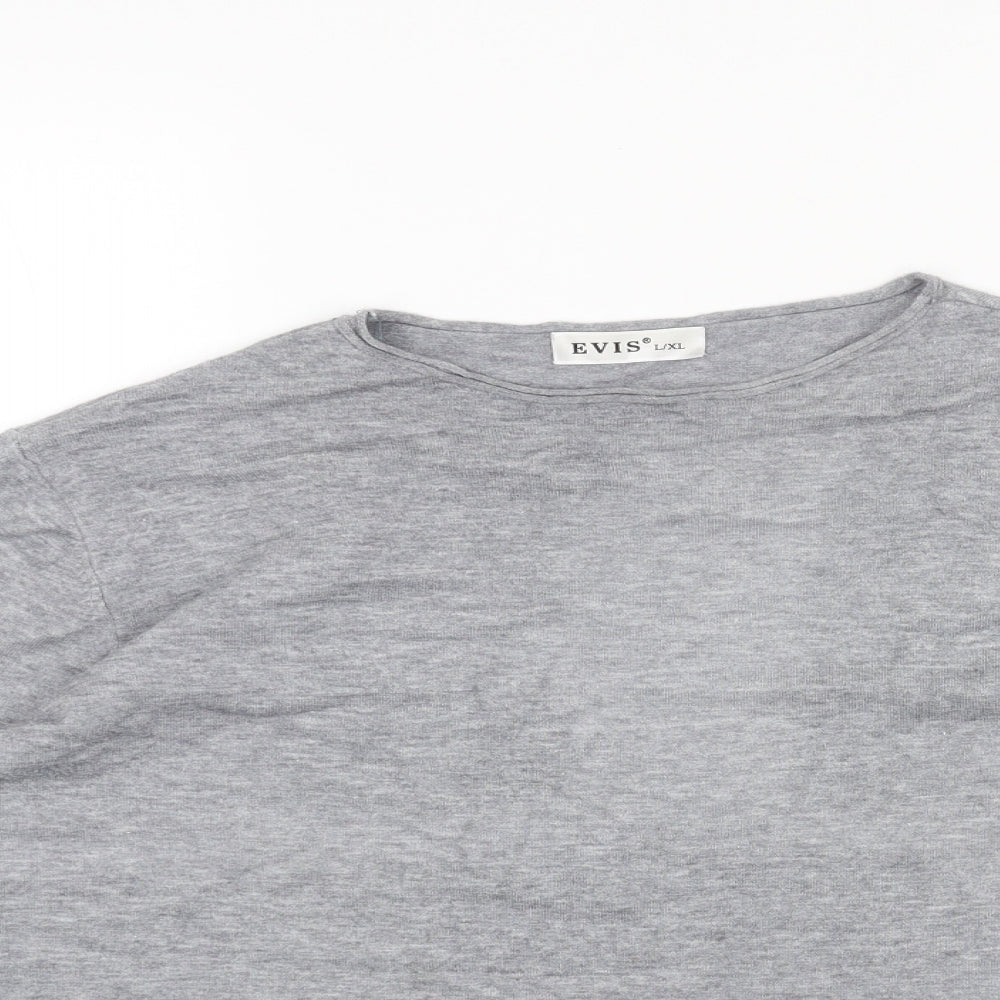 EVISU Womens Grey Round Neck Cotton Pullover Jumper Size XL