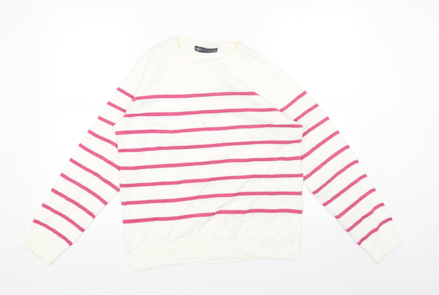 Womens UK Size 12 Marks and Spencer White Pullover Jumper