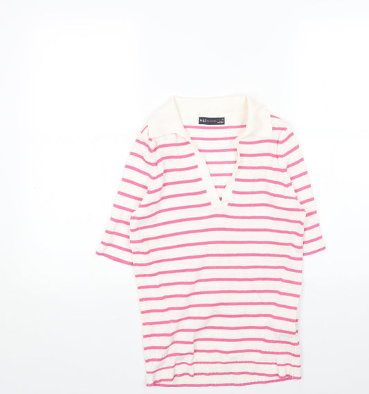 Womens UK Size M Marks and Spencer White Pullover Jumper