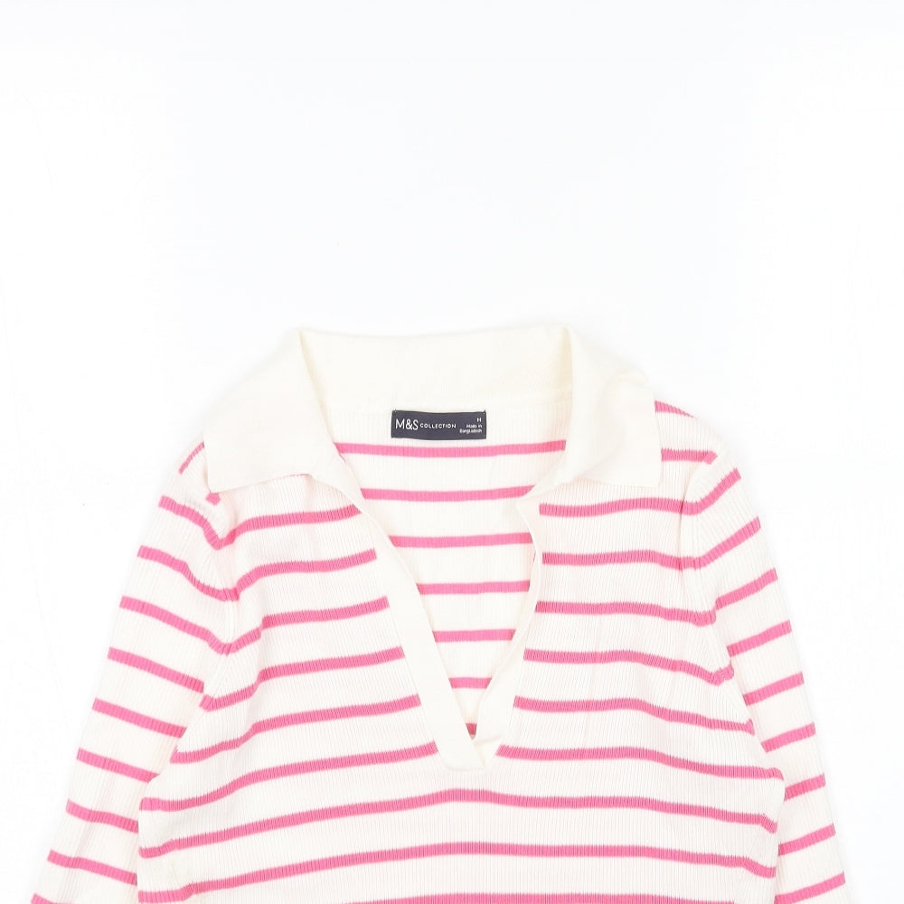 Womens UK Size M Marks and Spencer White Pullover Jumper