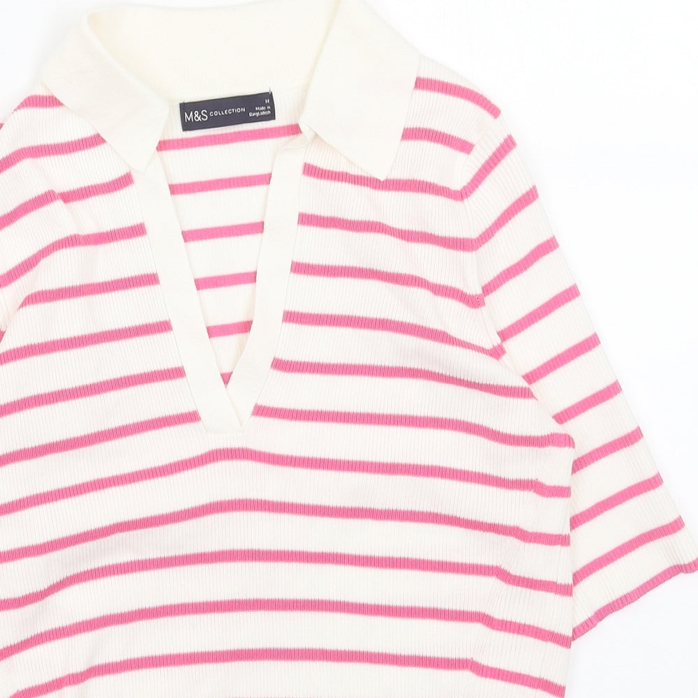 Womens UK Size M Marks and Spencer White Pullover Jumper