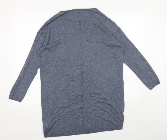 H&M Womens Blue Acrylic Jumper Dress Size M Round Neck Pullover