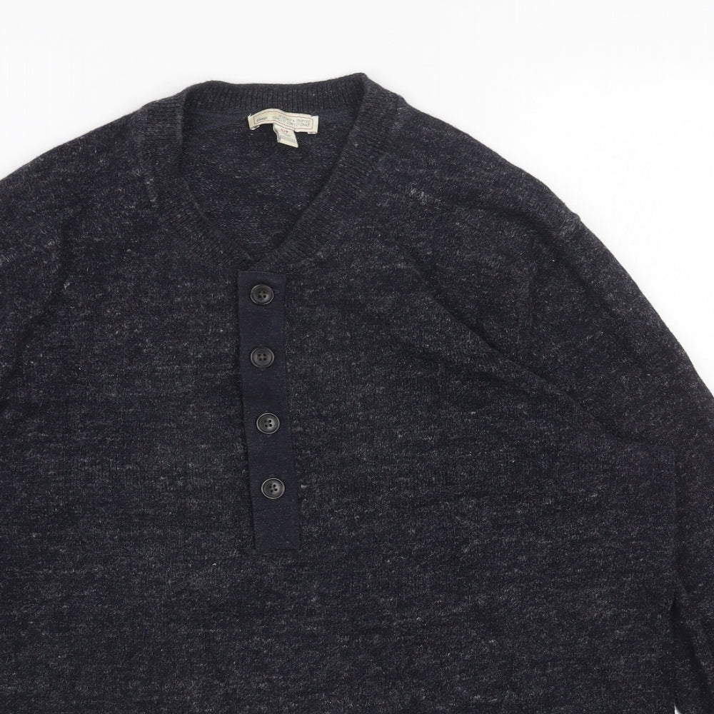 Gap Mens Blue V-Neck Cotton Pullover Jumper Size S
