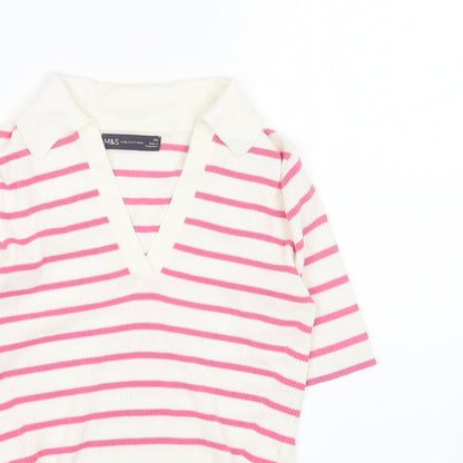 Womens UK Size XS Marks and Spencer White Pullover Jumper