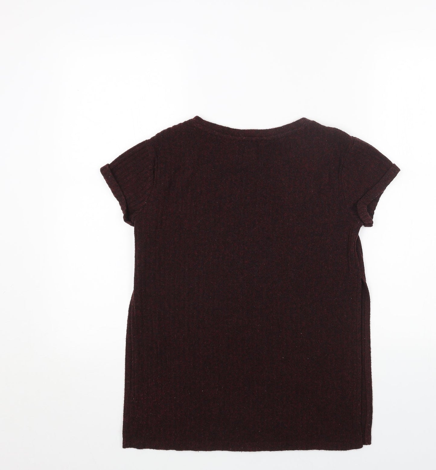 FOREVER 21 Womens Red Polyester Basic T-Shirt Size S Round Neck