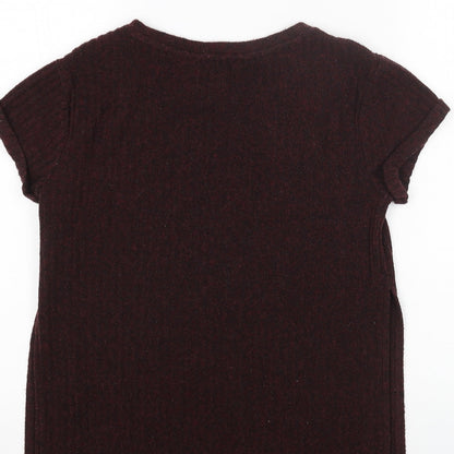 FOREVER 21 Womens Red Polyester Basic T-Shirt Size S Round Neck