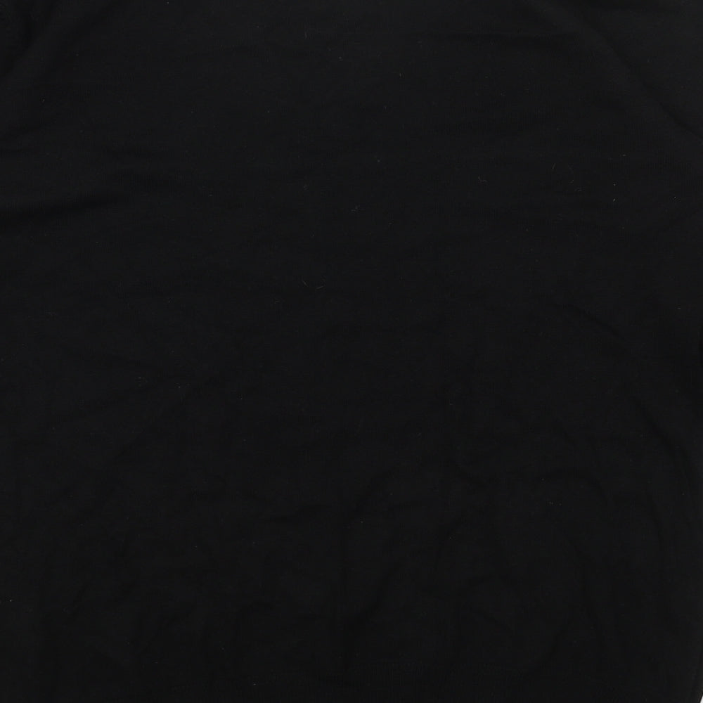 DIXIE Womens Black Scoop Neck Cotton Pullover Jumper Size L - Colourblock