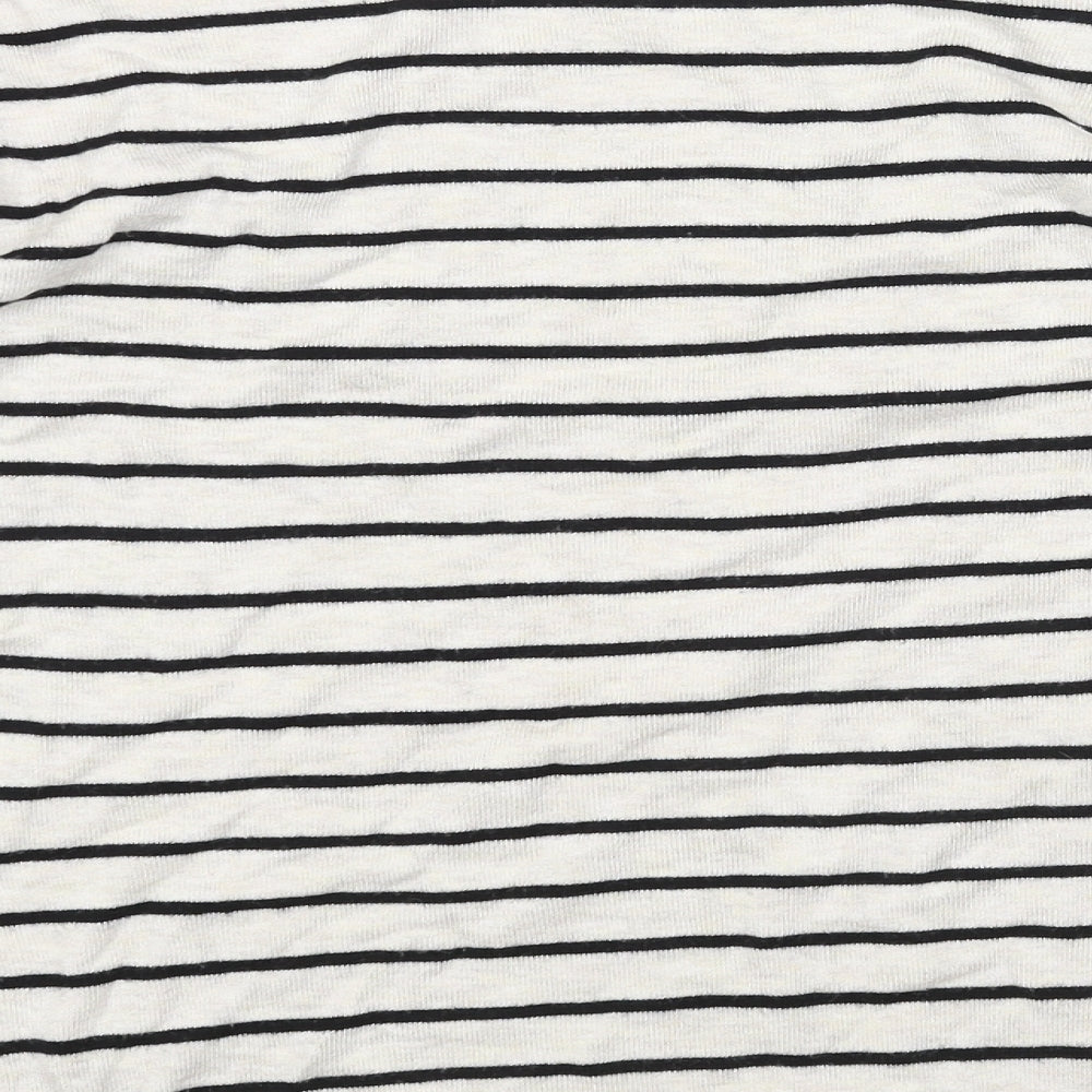 ININE Womens Grey Scoop Neck Striped Cotton Pullover Jumper Size 10