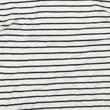 ININE Womens Grey Scoop Neck Striped Cotton Pullover Jumper Size 10