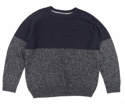 Truly Premium Goods Mens Blue Round Neck Acrylic Pullover Jumper Size L