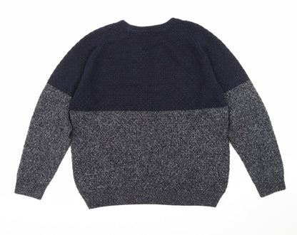 Truly Premium Goods Mens Blue Round Neck Acrylic Pullover Jumper Size L