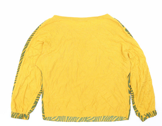 NEXT Womens Orange Geometric Modal Basic Blouse Size M Boat Neck