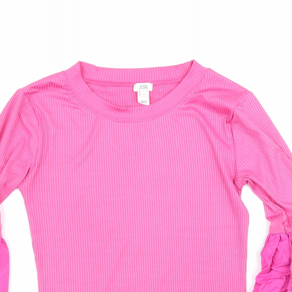 Womens UK Size 8 River Island Pink Basic Blouse