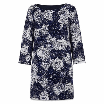 Phase Eight Womens Blue Floral Polyester Shift Size 14 Boat Neck Pullover