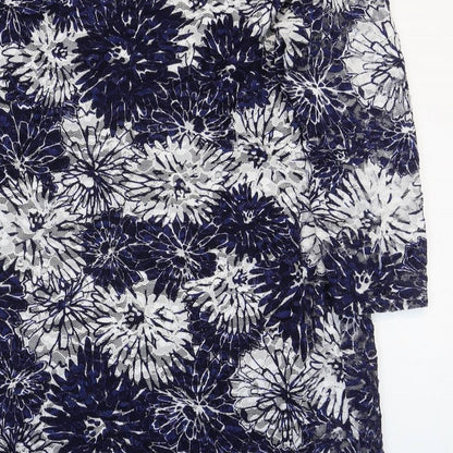 Phase Eight Womens Blue Floral Polyester Shift Size 14 Boat Neck Pullover