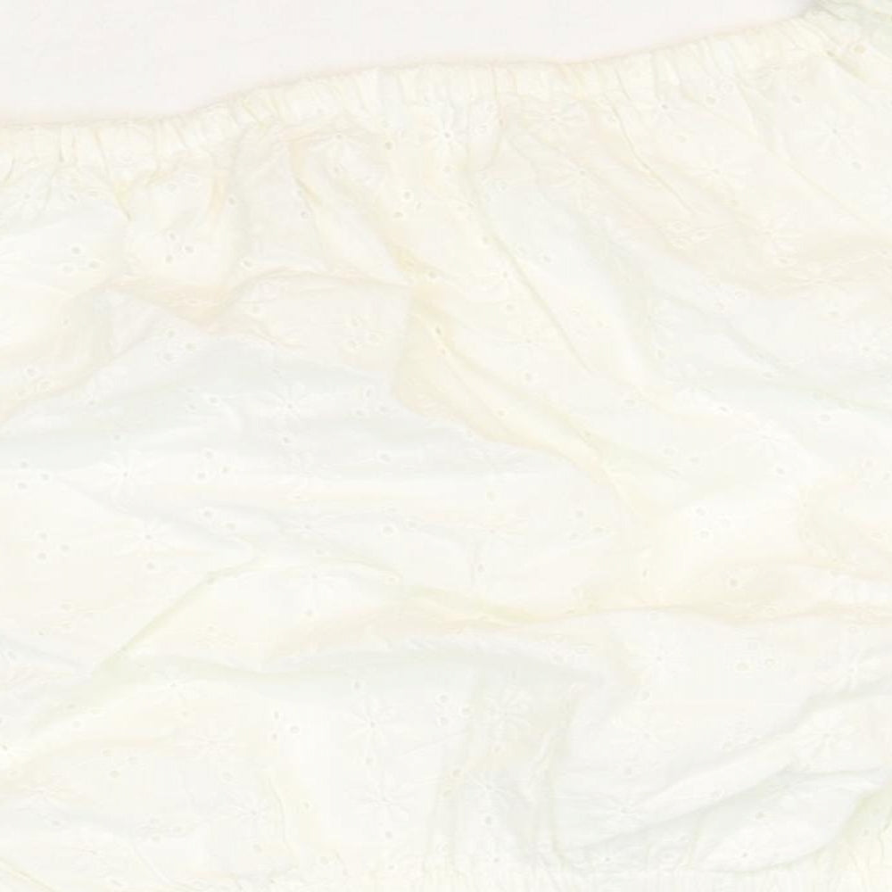 Marks and Spencer Girls White 100% Cotton Cropped T-Shirt Size 12-13 Years Square Neck Pullover
