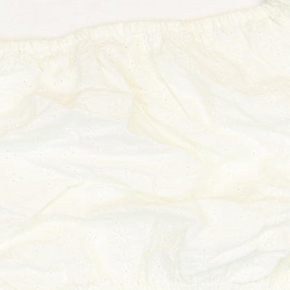 Marks and Spencer Girls White 100% Cotton Cropped T-Shirt Size 12-13 Years Square Neck Pullover