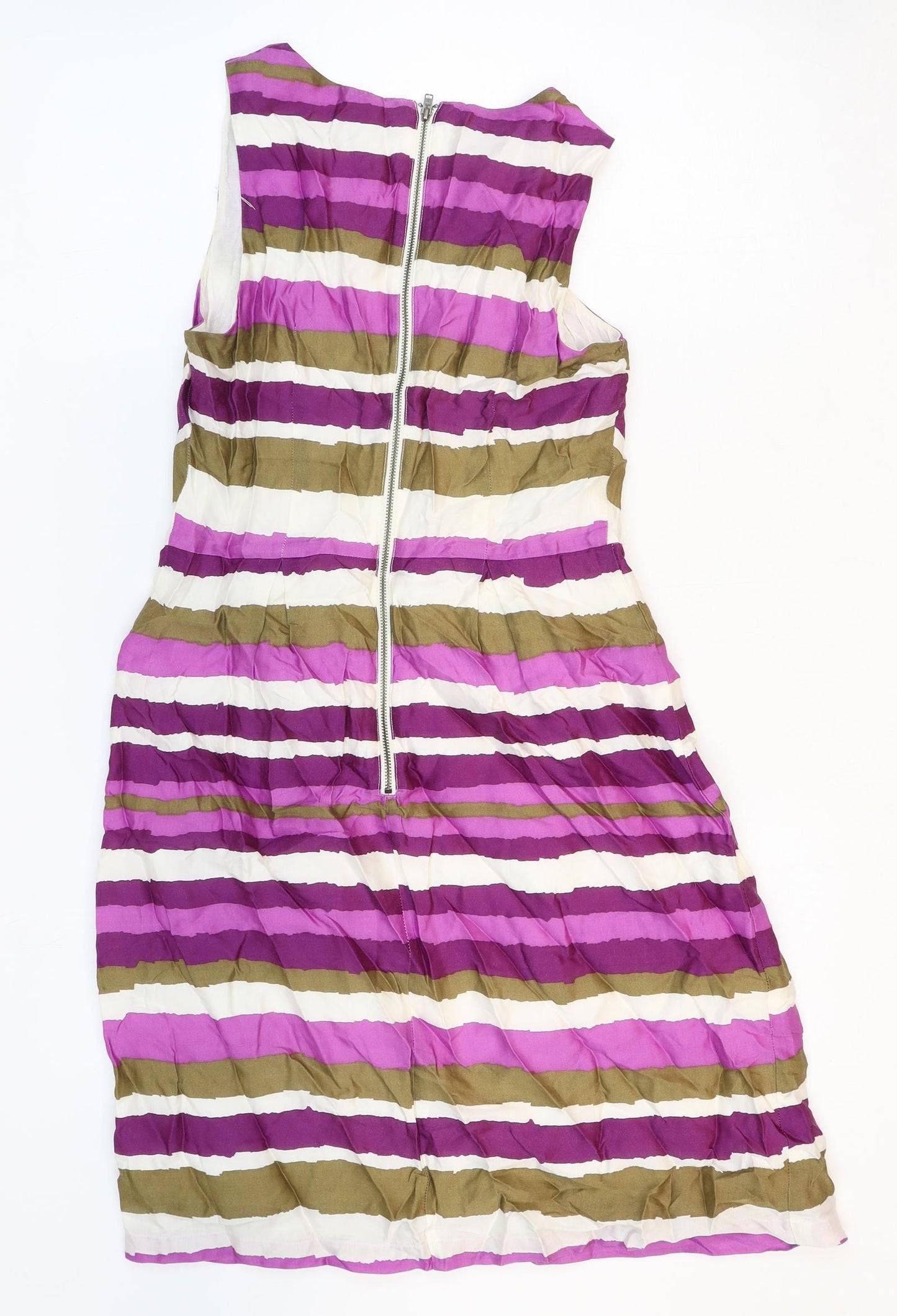 Great Plains Womens Purple Striped Viscose Sheath Size S Scoop Neck Zip