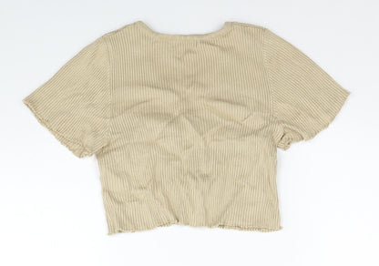 PAZZO Womens Beige V-Neck Cotton Cardigan Jumper Size S