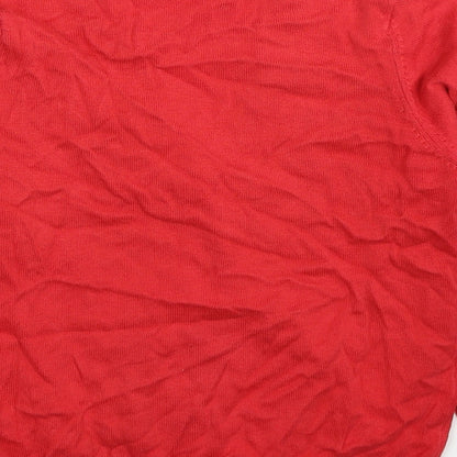 Marks and Spencer Boys Red V-Neck Cotton Cardigan Jumper Size 8-9 Years Button