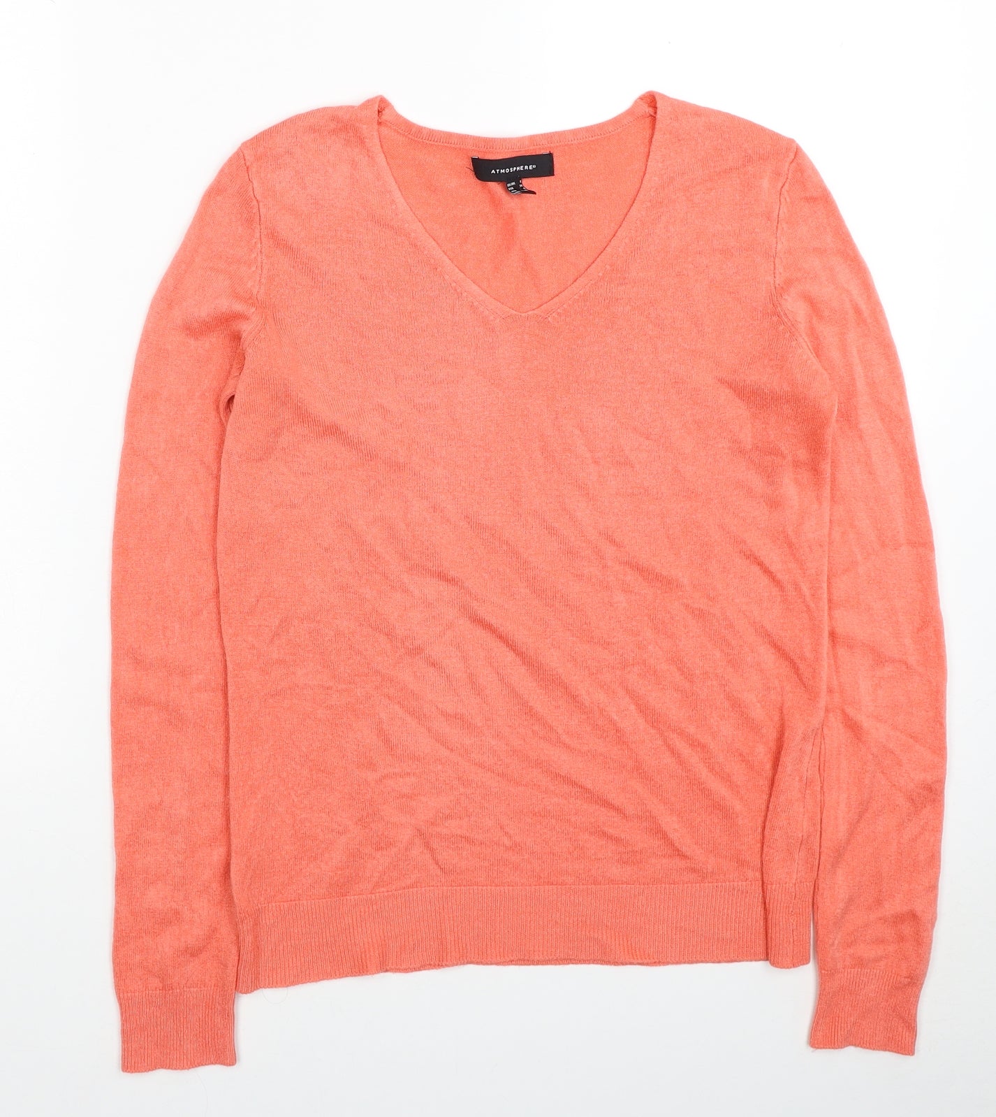 Atmosphere Womens Pink V-Neck Acrylic Pullover Jumper Size 8