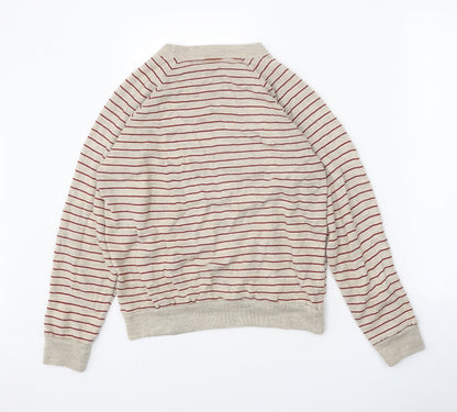 Citizen Womens Beige Round Neck Striped Acrylic Pullover Jumper Size S