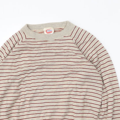 Citizen Womens Beige Round Neck Striped Acrylic Pullover Jumper Size S