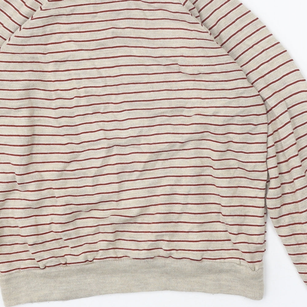 Citizen Womens Beige Round Neck Striped Acrylic Pullover Jumper Size S