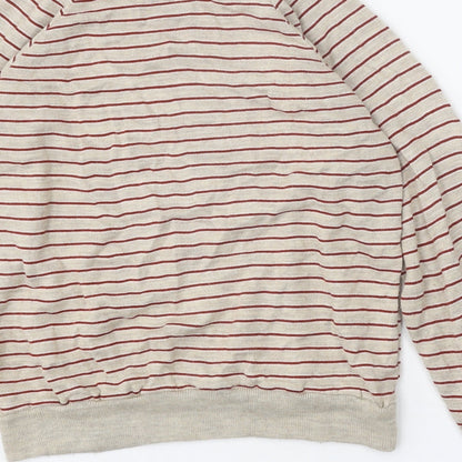 Citizen Womens Beige Round Neck Striped Acrylic Pullover Jumper Size S