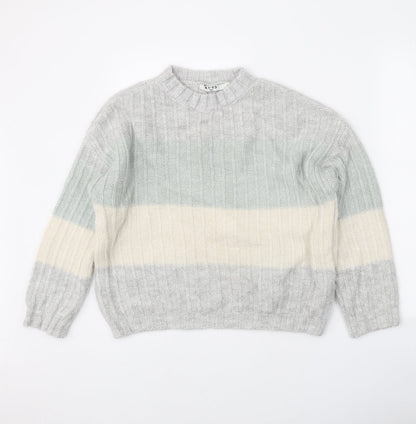 Naked Womens Grey Round Neck Acrylic Pullover Jumper Size XS