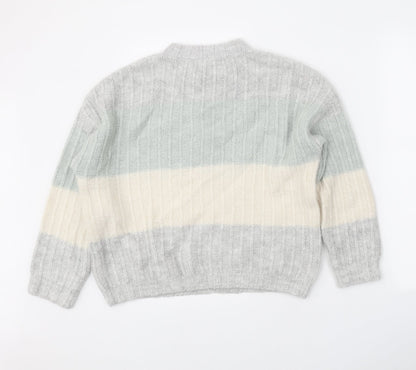 Naked Womens Grey Round Neck Acrylic Pullover Jumper Size XS
