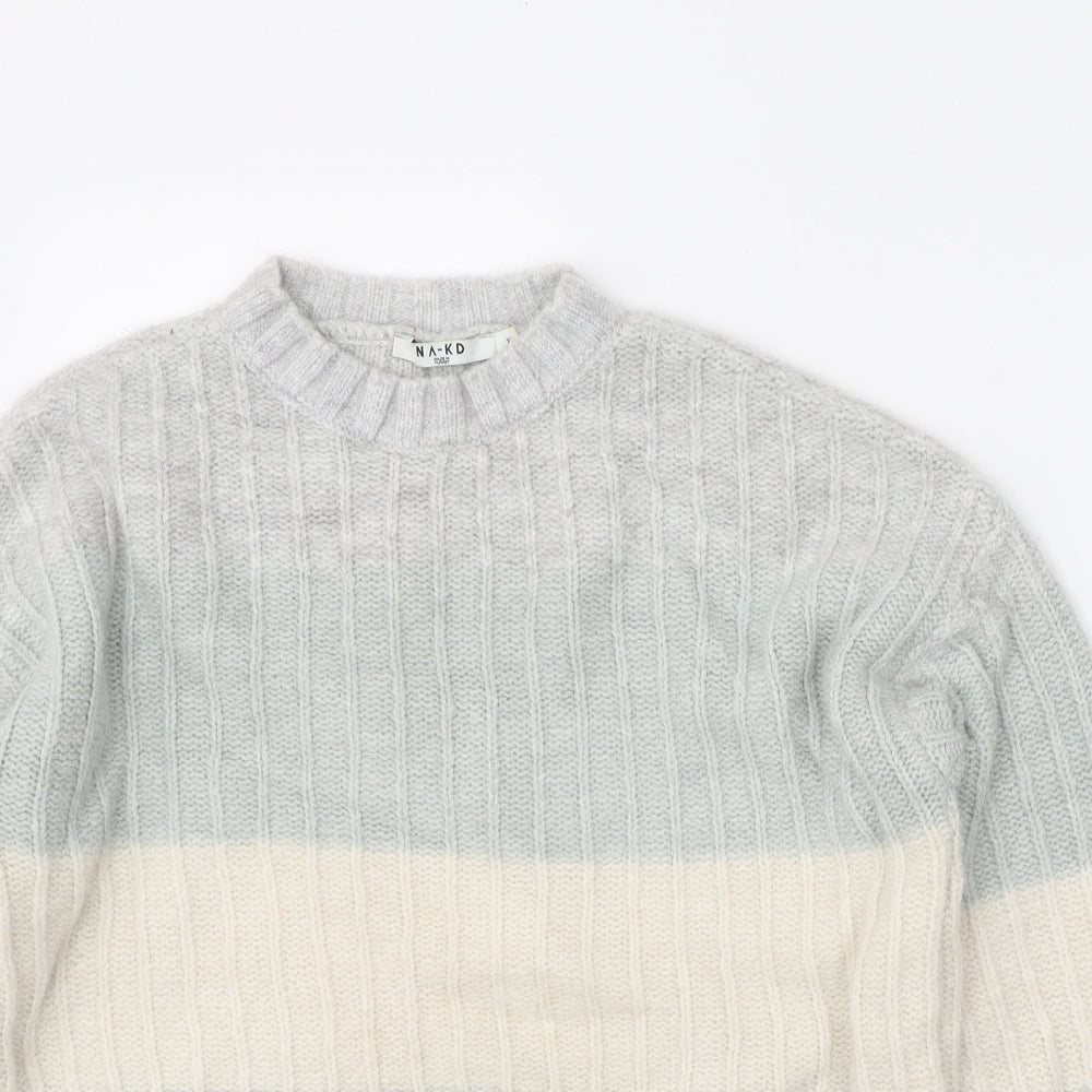 Naked Womens Grey Round Neck Acrylic Pullover Jumper Size XS