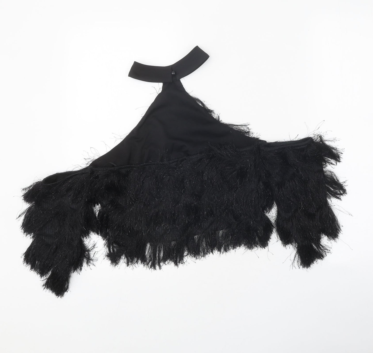 SheIn Womens Black Polyester Cropped Tank Size S Halter - Cold Shoulder