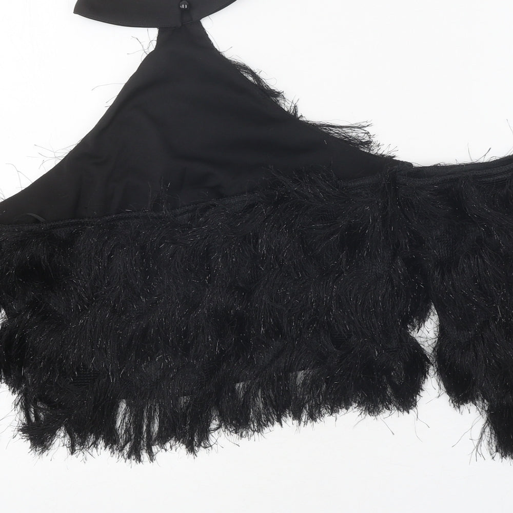 SheIn Womens Black Polyester Cropped Tank Size S Halter - Cold Shoulder