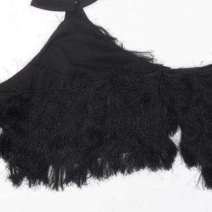 SheIn Womens Black Polyester Cropped Tank Size S Halter - Cold Shoulder