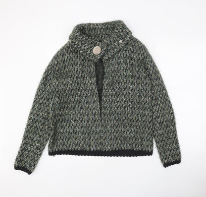 Moda Womens Green Collared Polyester Cardigan Jumper Size 14 - Snap Closure